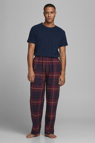 Bordeaux pyjamabroek van ACCESSORIES BY JACK & JONES, met een ruitpatroon en een elastische tailleband.