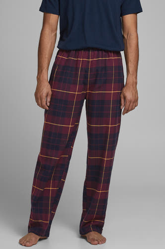 Bordeaux pyjamabroek van ACCESSORIES BY JACK & JONES, met een rood en donkerblauw ruitpatroon.