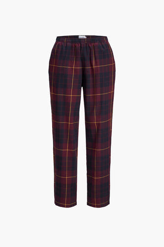 Bordeaux pyjamabroek van ACCESSORIES BY JACK & JONES, met een ruitpatroon in rood, marineblauw en goud.