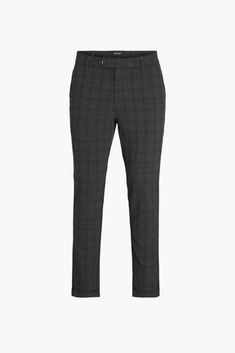 Bruine broek van JACK & JONES JEANS INTELLIGENCE, met een ruitpatroon en subtiele omslag aan de broekspijpen.