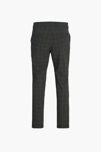 Bruine broek van JACK & JONES JEANS INTELLIGENCE, met een subtiele ruit en achterzakken met knoopsluiting.