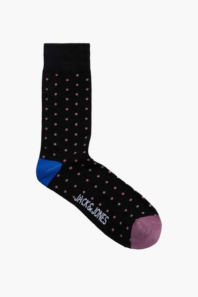 Chaussettes noires d'ACCESSORIES BY JACK & JONES, avec des ux bleus et des taches roses.