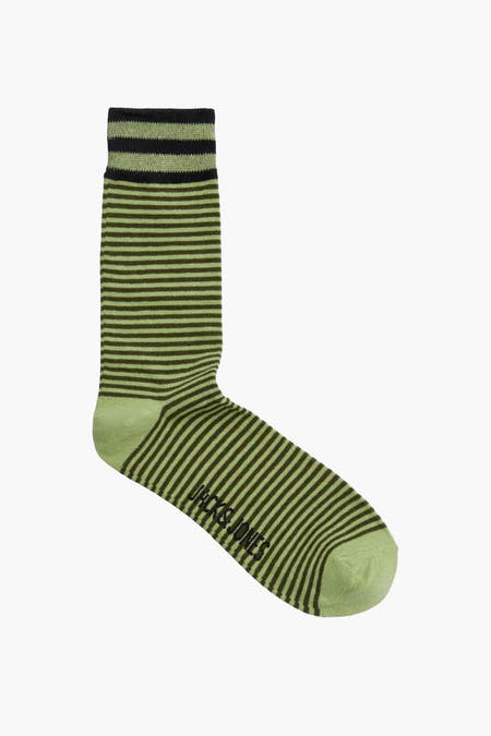 Gestreept groene sokken van ACCESSORIES BY JACK & JONES, met zwarte boord.