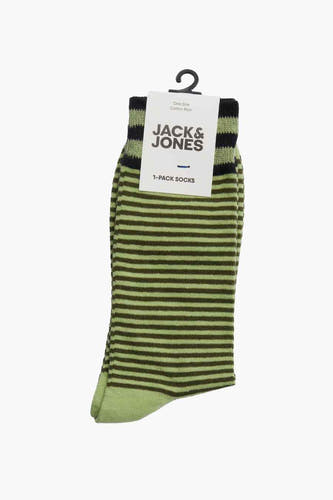 Gestreept paar sokken van ACCESSORIES BY JACK & JONES, met groen en zwart streepjespatroon.