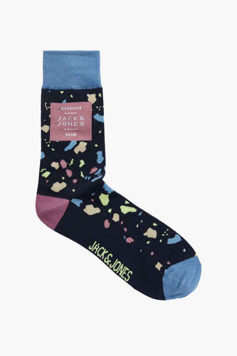 Chaussettes bleues de Jack & Jones avec une impression à motifs et des accents roses.