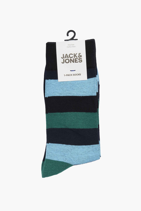 Gestreept sok van Jack & Jones, katoenmix, blauw, groen, zwart.