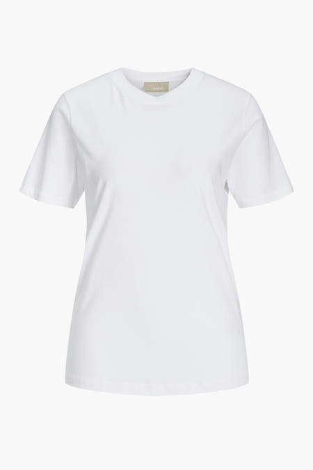 Wit T-shirt van JJXX, effen kleur, met korte mouwen en een ronde hals.