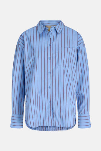 Chemise bleue rayée à manches longues de JJXX, avec une poche poitrine et et fermeture boutons.