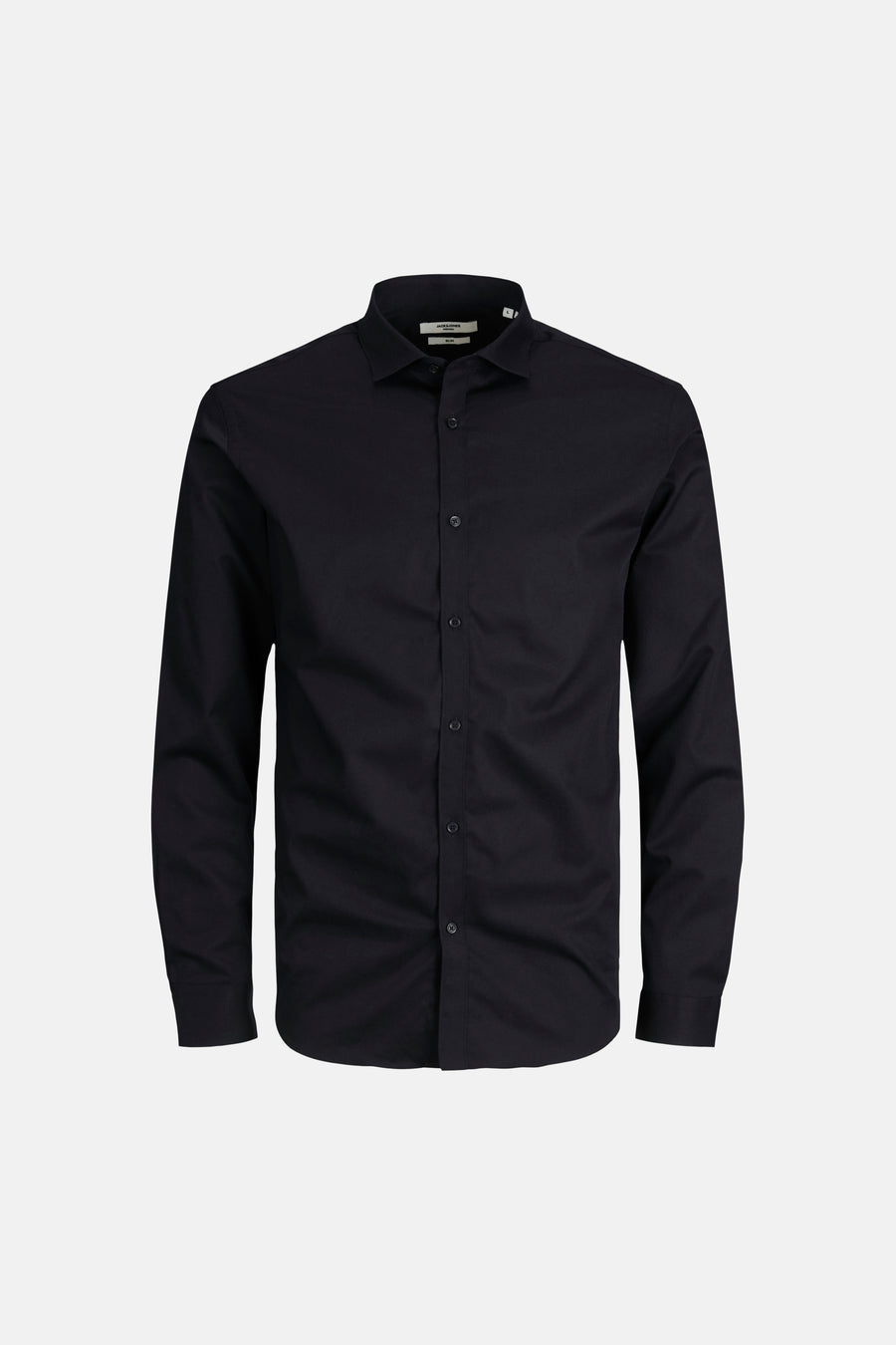 Zwart overhemd van PREMIUM by JACK & JONES, met lange mouwen en knoopsluiting.