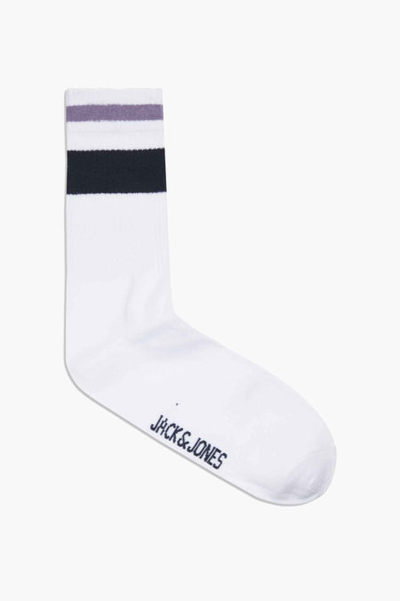 Witte sokken van ACCESSORIES BY JACK & JONES met een gestreepte afwerking aan de bovenkant.
