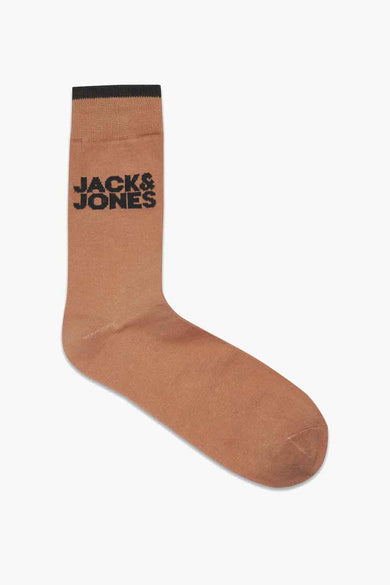 Bruine sokken van ACCESSORIES BY JACK & JONES, met zwarte boord en merklogo.