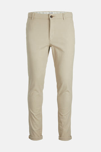 Beige chino van JACK & JONES JEANS INTELLIGENCE, met subtiele textuur en omgeslagen pijpen.
