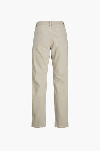 Jean droit beige de JJXX, vue de derrière et détails subtils.