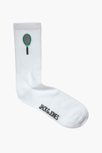 Chaussettes blanches d'ACCESSORIES BY JACK & JONES avec un motif de raquette de tennis.