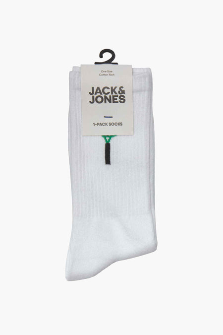 Chaussettes blanches d'ACCESSORIES BY JACK & JONES avec une impression noir et vert.
