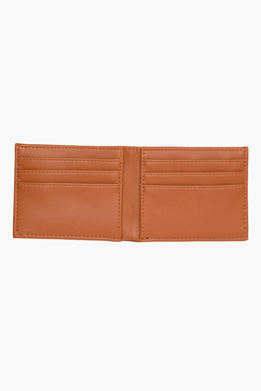 Bruine portemonnee van ACCESSORIES BY JACK & JONES, openliggend weergegeven met vakken voor pasjes.
