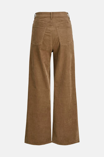 Beige broek van JJXX, met een corduroy textuur en wijde pijpen, gezien van achteren.
