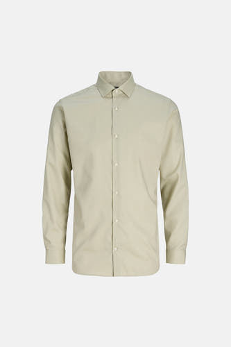 Groen overhemd met lange mouwen van PREMIUM by JACK & JONES, met knoopsluiting en rechte pasvorm.