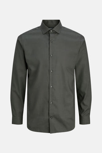 Grijs overhemd met lange mouwen van PREMIUM by JACK & JONES, met knoopsluiting en een fijne textuur.