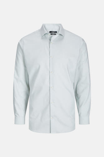 Groen overhemd met lange mouwen van PREMIUM by JACK & JONES, effen textuur en knoopsluiting.