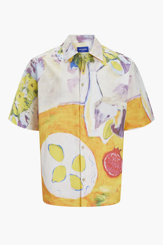 Multikleurig overhemd met korte mouwen van ORIGINALS BY JACK & JONES, met een opvallende schilderkunstige print.
