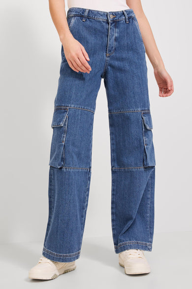 Jean &agrave; coupe droite - bleu