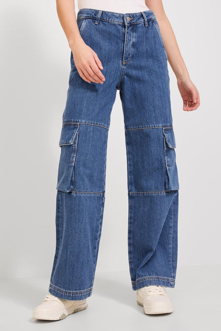 Jean &agrave; coupe droite - bleu