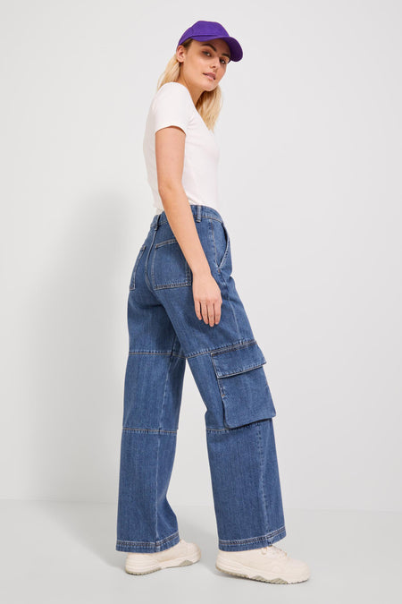 Jean &agrave; coupe droite - bleu