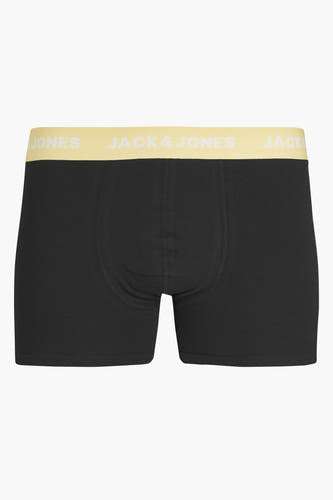 Zwarte boxershort van ACCESSORIES BY JACK & JONES, met een gele elastische band met logo.