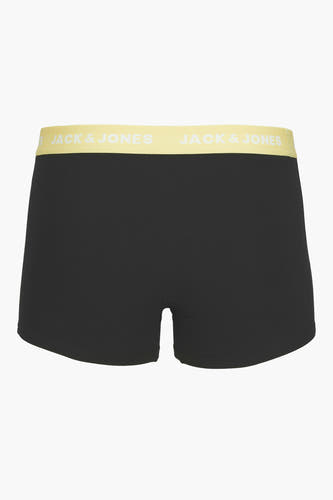 Zwarte boxershort van ACCESSORIES BY JACK & JONES, met een gele elastische tailleband met logo.