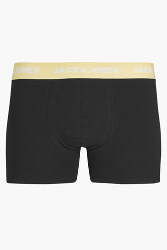 Zwarte boxershort van ACCESSORIES BY JACK & JONES, met een gele elastische band met logo.
