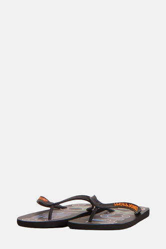 Zwarte slippers van ACCESSORIES BY JACK & JONES met een grafische print.
