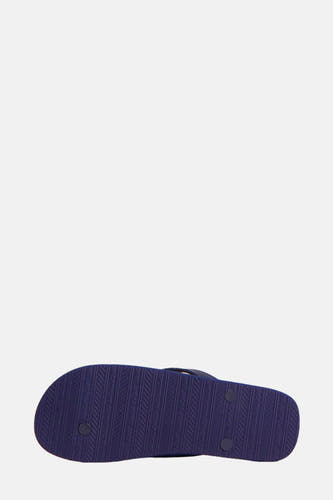 Blauwe slippers van ACCESSORIES BY JACK & JONES, met een gestreept profiel op de zool.
