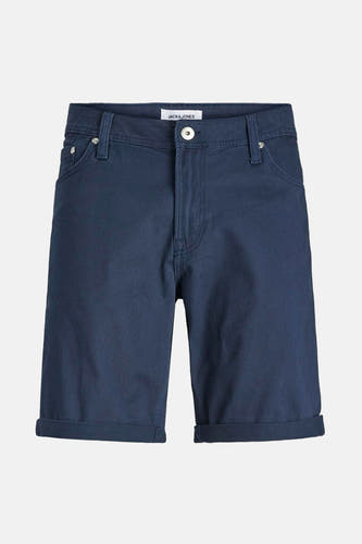 Blauwe short van JACK & JONES JEANS INTELLIGENCE, met omgeslagen pijpen en een knoopsluiting.