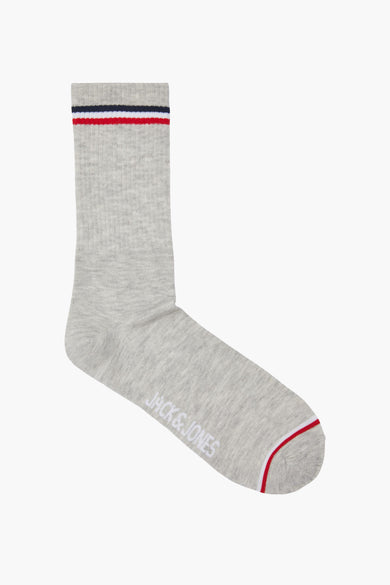Chaussettes grises d'ACCESSORIES BY JACK & JONES, avec un détail rayé en haut, en pack d'un seul.