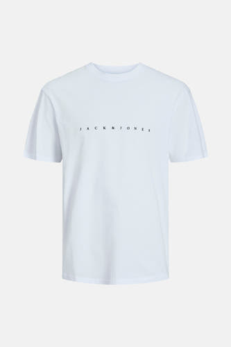 T-shirt blanc à manches courtes d'ORIGINALS BY JACK & JONES, avec le logo de la marque au milieu.