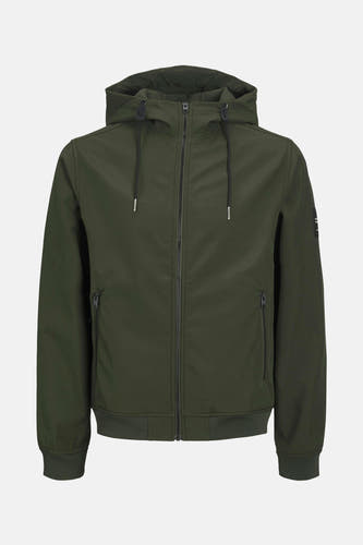 Groene korte jas van CORE BY JACK & JONES, met capuchon en ritssluiting.