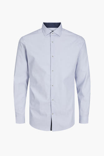 Chemise blanche à manches longues de PREMIUM by JACK & JONES, avec un motif à carreaux subtil et une fermeture à boutons.