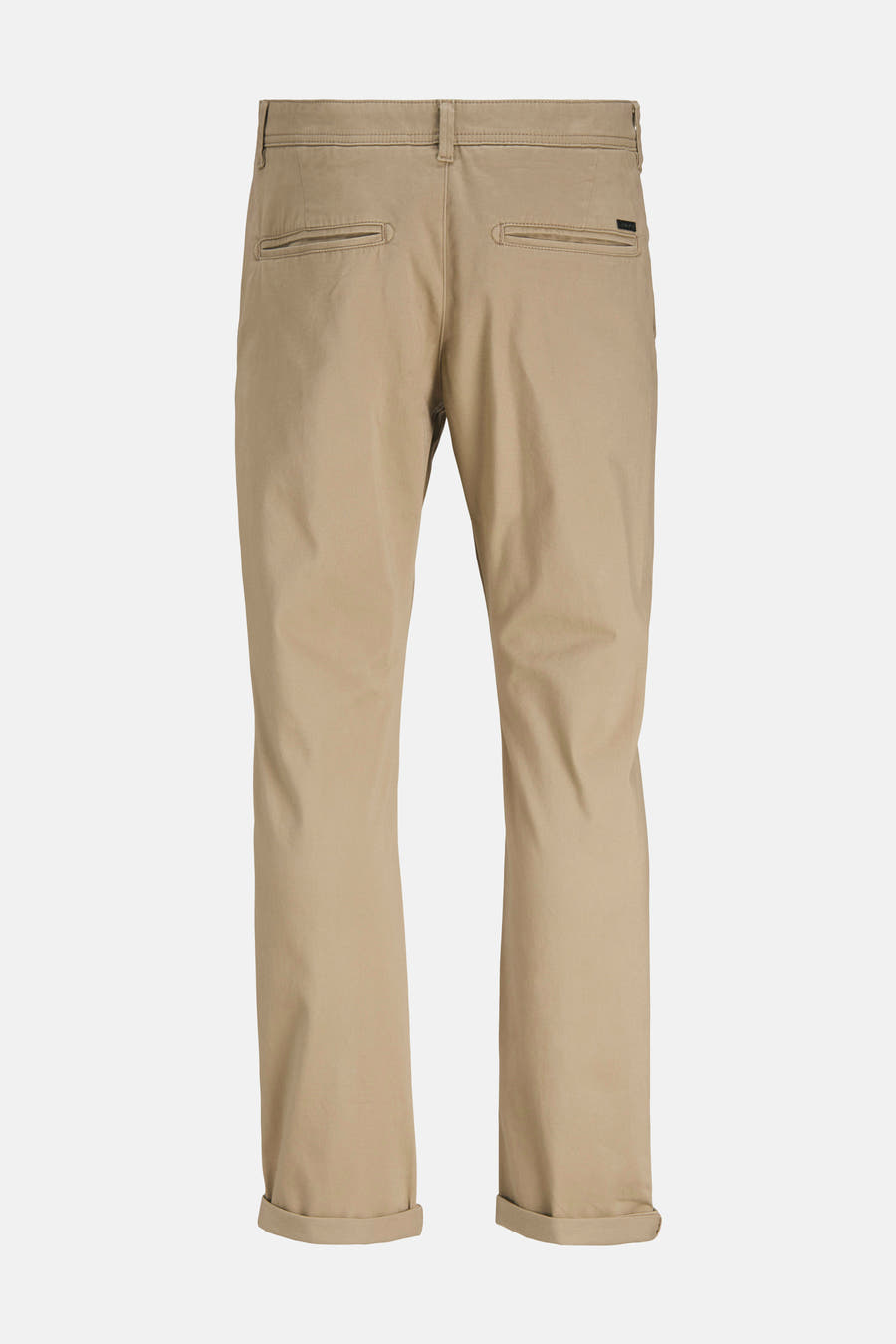 Beige chino van JACK & JONES JEANS INTELLIGENCE, met achterzakken en opgerolde broekspijpen.
