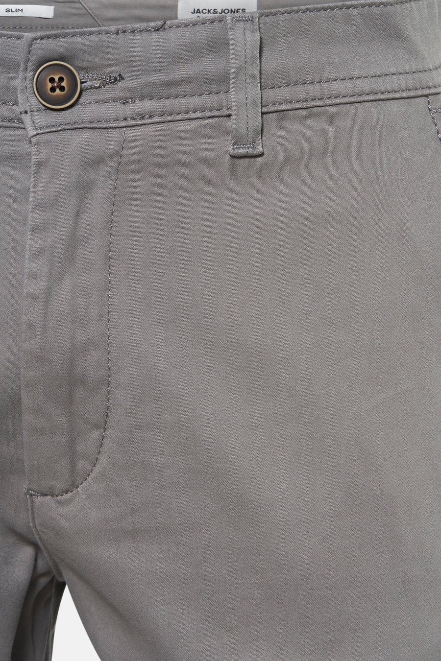 Grijze chino van JACK & JONES JEANS INTELLIGENCE, met een knoopsluiting en een riemlus.