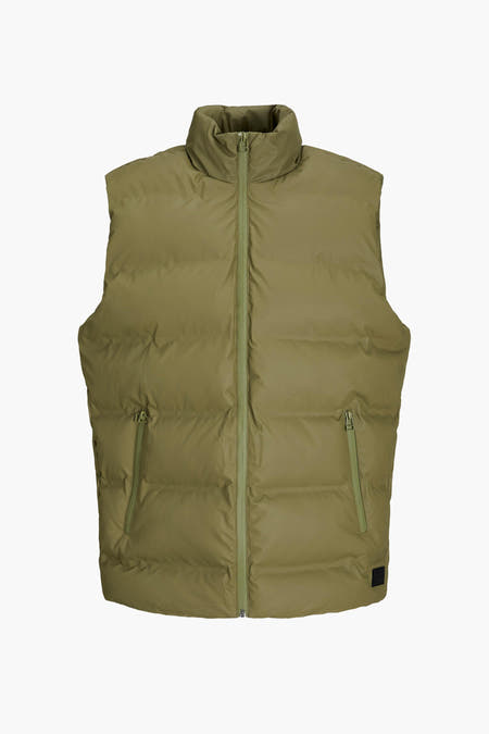 Groene bodywarmer van CORE BY JACK & JONES, met opstaande kraag, ritssluiting en zakken met rits.