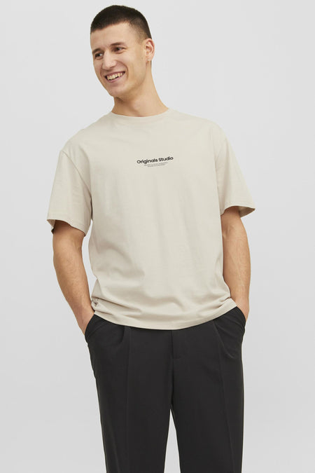 T-shirt (manches courtes) Écru - ORIGINALS BY JACK & JONES