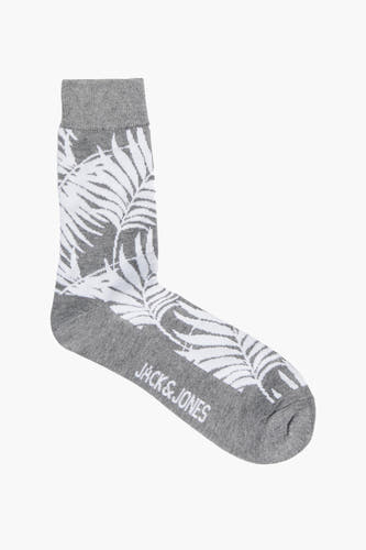 Chaussettes grises d'ACCESSORIES BY JACK & JONES, avec un motif de paume blanc.