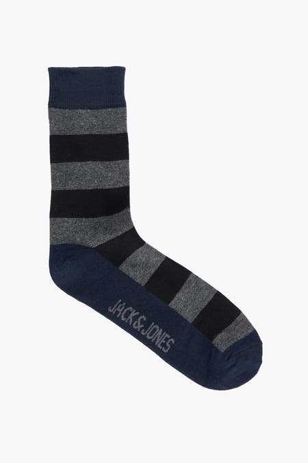 Chaussettes noires d'ACCESSORIES BY JACK & JONES avec un motif rayé en noir et gris.