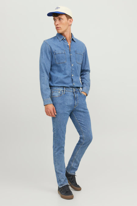 Straight jeans - mid blue denim