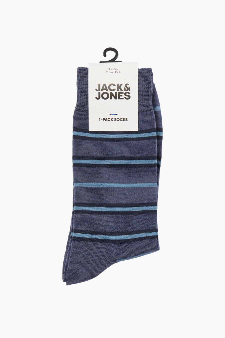 Blauwe sokken van ACCESSORIES BY JACK & JONES, met gestreept patroon en een katoenrijke kwaliteit.