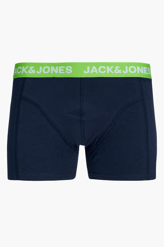 Blauw boxershort van ACCESSORIES BY JACK & JONES, met een groene elastische tailleband met logo.