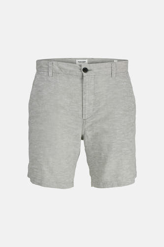 Short gris clair chiné de JACK & JONES JEANS INTELLIGENCE, avec deux poches à boutons à l'arrière et des passants de ceinture.