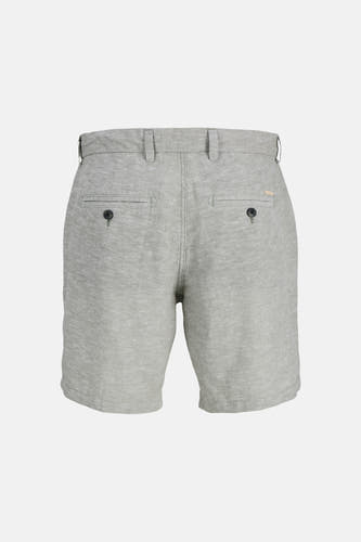 Lichtgrijze, gemêleerde short van JACK & JONES JEANS INTELLIGENCE, met twee knoopzakken aan de achterkant en riemlussen.