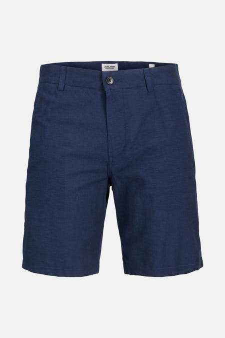 Blauwe short van JACK & JONES JEANS INTELLIGENCE met een effen stofstructuur en een knoopsluiting.
